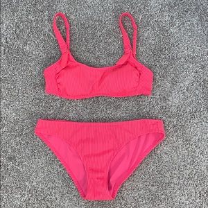 TARGET HOT PINK RIBBED STRIPED BIKINI SET